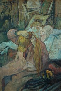 Saçını yapan kadın, 1891 (karton üzerine yağlı boya) by Henri de Toulouse Lautrec